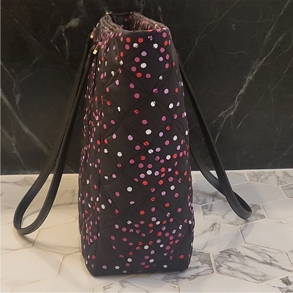 KATE SPADE ♠️ CANVAS POLKADOT TOTE HANDBAG PURSE BLACK with Confetti colors